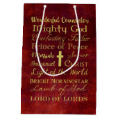 イエス・キリストの赤のギフトバッグの名前 ミディアムペーパーバッグ (裏面)