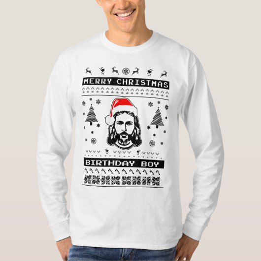 イエス・キリストの醜いクリスマスの誕生日の男の子 Tシャツ (正面)