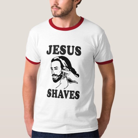 イエス・キリストの髭そり Tシャツ (正面)