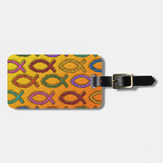 イエス・キリストの魚のデザイン ラゲッジタグ (正面横)