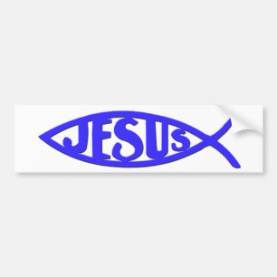 イエス・キリストの魚(バンパーステッカーの青) バンパーステッカー