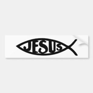 イエス・キリストの魚(バンパーステッカーの黒) バンパーステッカー