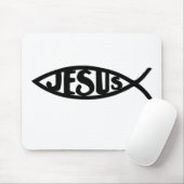 イエス・キリストの魚(マウスパッドの黒) マウスパッド (マウス)