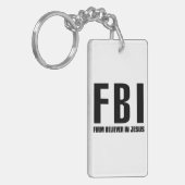 イエス・キリストのFBIの固く信じている人 キーホルダー (正面左)