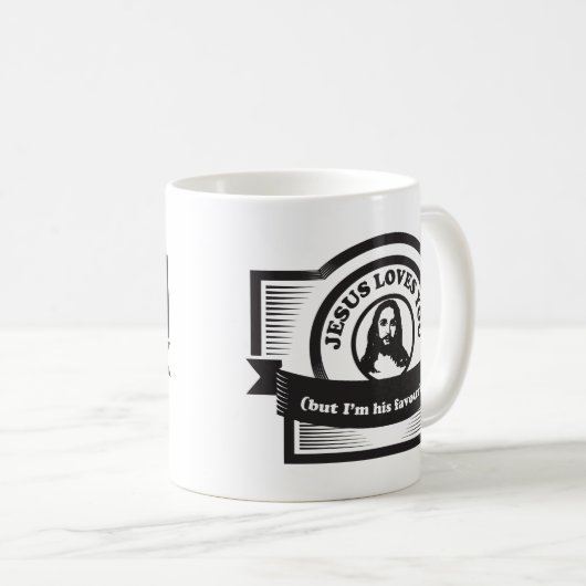 イエス・キリストはおもしろいな愛します コーヒーマグカップ (正面右)