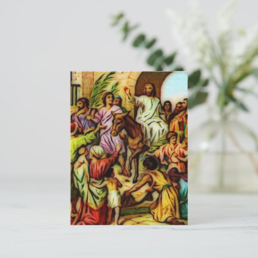 イエス・キリストはエルサレムにろばに乗ります ポストカード (スタンド正面)