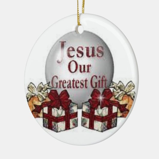 イエス・キリストはクリスマスの季節の本当の理由です セラミックオーナメント (左)