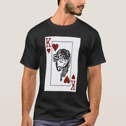 イエス・キリストはハートの王様 キリスト教 Tシャツ (正面)