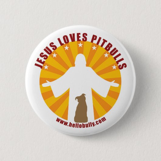 イエス・キリストはピットブルPinを愛します 缶バッジ (正面)