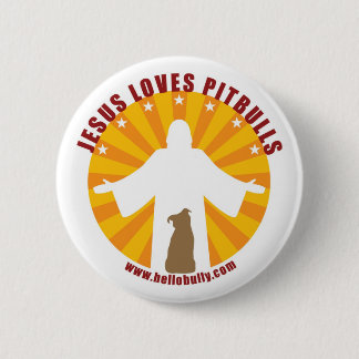 イエス・キリストはピットブルPinを愛します 缶バッジ