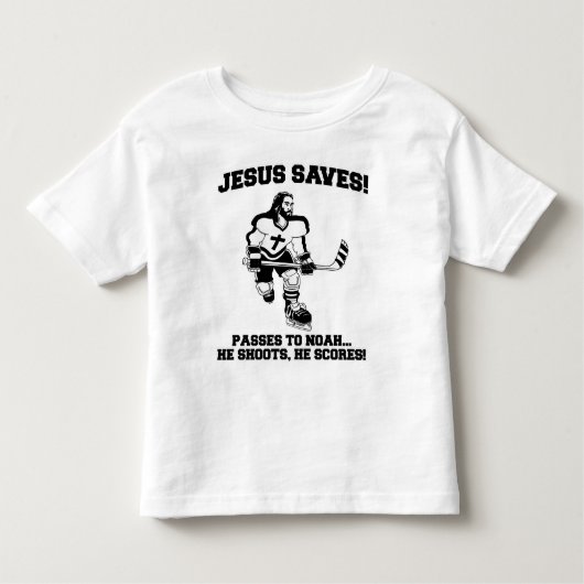 イエス・キリストはホッケーにおもしろいなTシャツを救います トドラーTシャツ (正面)