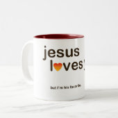 イエス・キリストはマグ愛します ツートーンマグカップ (正面左)