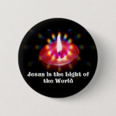 イエス・キリストは世界の赤の蝋燭のライトです 缶バッジ (正面)
