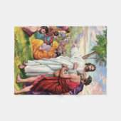 イエス・キリストは五千を食べ物を与えます フリースブランケット (正面(横))