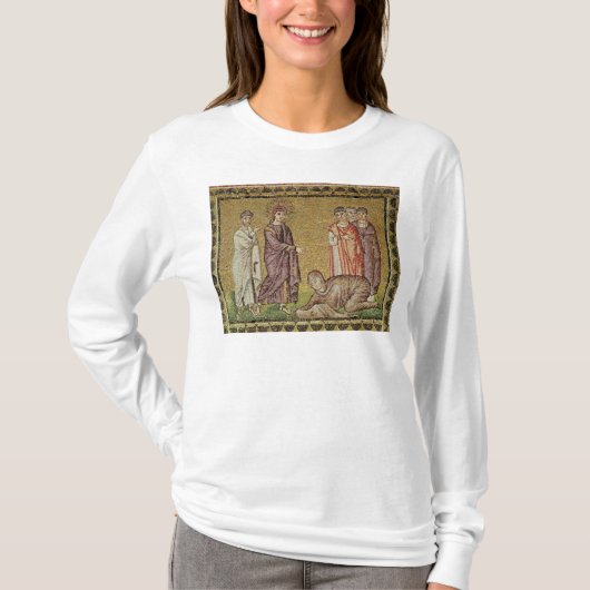 イエス・キリストは出血する女性を治します Tシャツ (正面)