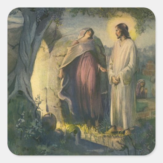 イエス・キリストは墓の近くに立ち上がりMLグレア スクエアシール (正面)