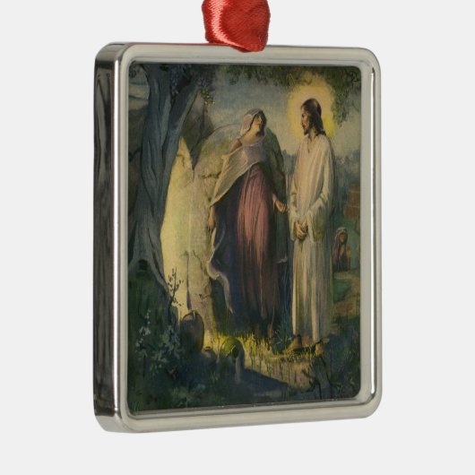 イエス・キリストは墓の近くに立ち上がりMLグレア メタルオーナメント (右)