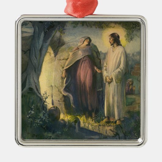 イエス・キリストは墓の近くに立ち上がりMLグレア メタルオーナメント (正面)