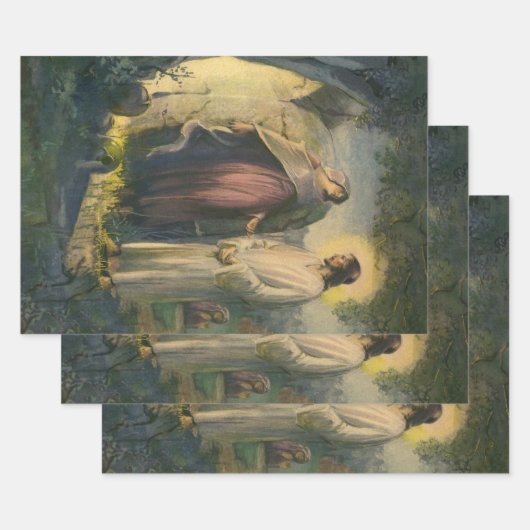 イエス・キリストは墓の近くに立ち上がりMLグレア ラッピングペーパーシート (セット)