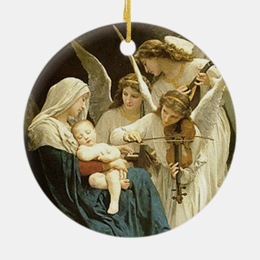 イエス・キリストは天使のヴィンテージのオーナメントによってセレナーデを演奏しました セラミックオーナメント (裏面)