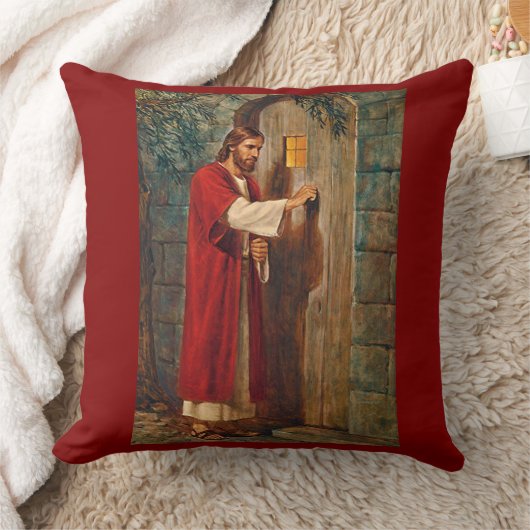 イエス・キリストは完全な詩のドアでたたきます クッション (ブランケット)