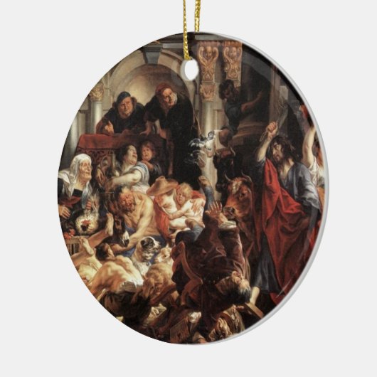 イエス・キリストは寺院Oから両替商を運転しました セラミックオーナメント (左)