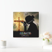 イエス・キリストは救います スクエア壁時計 (ホーム)