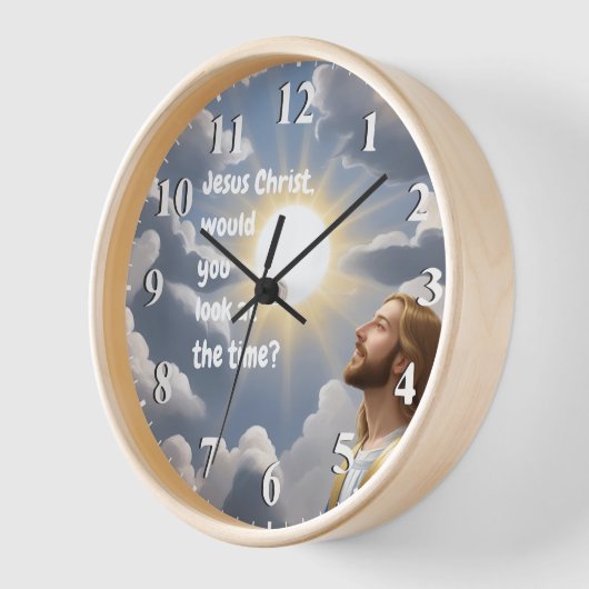 イエス・キリストは時のジョークを見てくれるだろう 壁時計 (傾斜)