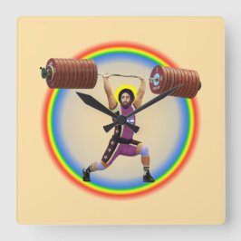 イエス・キリストは清浄とジャークを行う スクエア壁時計