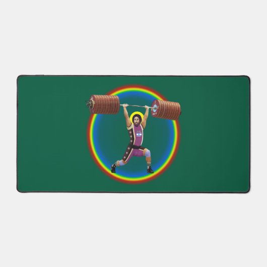 イエス・キリストは清浄とジャークを行う デスクマット (正面)