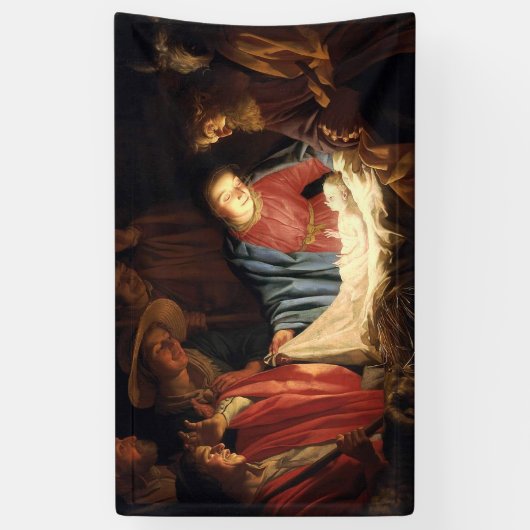 イエス・キリストは生まれクリスマスに来ている 横断幕 (縦)