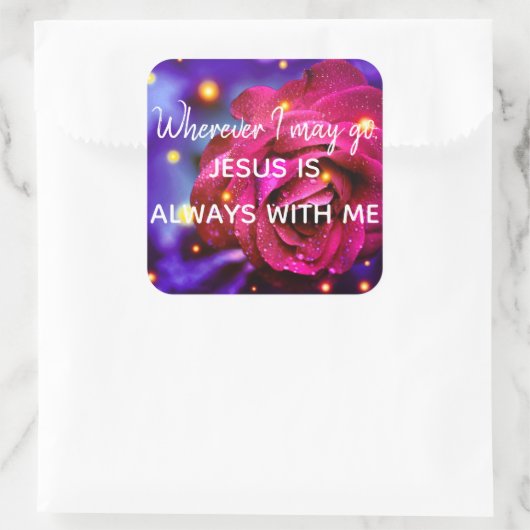 イエス・キリストは私と-カラフルのばら色のステッカー常にです スクエアシール (バッグ)