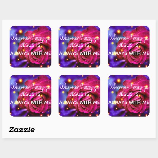 イエス・キリストは私と-カラフルのばら色のステッカー常にです スクエアシール (シート)