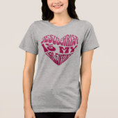 イエス・キリストは私のバレンタインハートの形をしたTシャツ トライブレンドＴシャツ (正面)