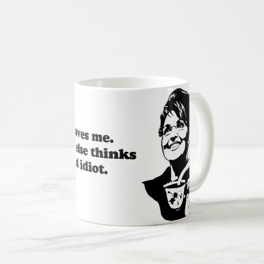 イエス・キリストは私を愛します。 皆は私をです馬鹿考えます コーヒーマグカップ (正面右)