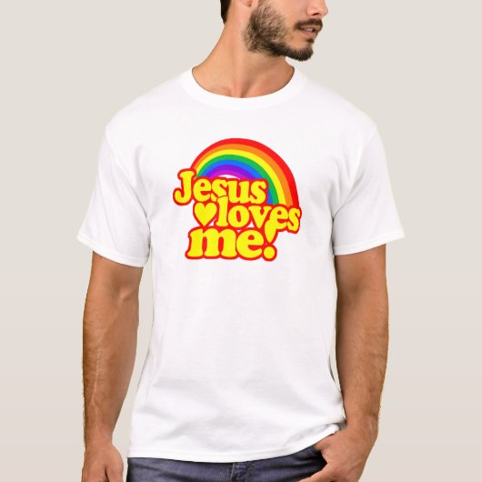 イエス・キリストは私を愛します(虹と) Tシャツ (正面)