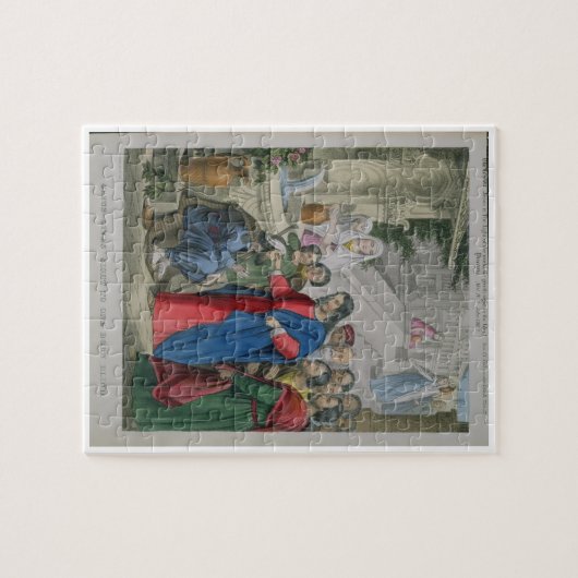 イエス・キリストは聖書からの1人の生まれる盲人に視力を、与えます ジグソーパズル (横)