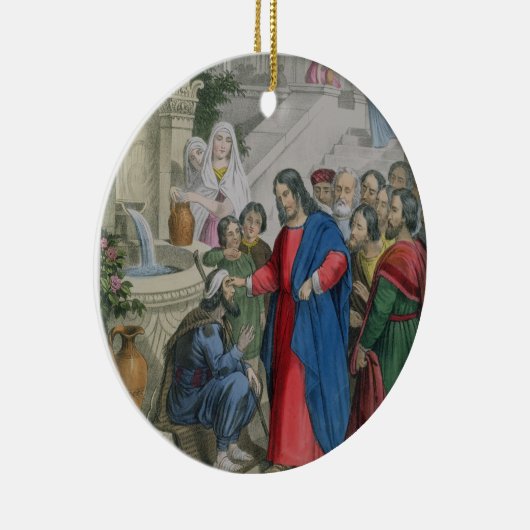 イエス・キリストは聖書からの1人の生まれる盲人に視力を、与えます セラミックオーナメント (右)
