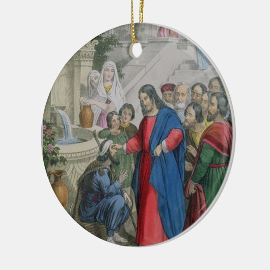 イエス・キリストは聖書からの1人の生まれる盲人に視力を、与えます セラミックオーナメント (左)