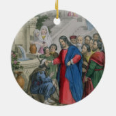 イエス・キリストは聖書からの1人の生まれる盲人に視力を、与えます セラミックオーナメント (裏面)