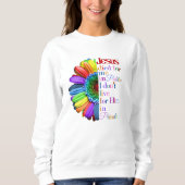 イエス・キリストは虹のひまわりクリスチャンを生きている スウェットシャツ (正面)