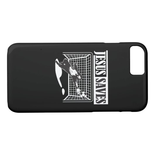 イエス・キリストは-サッカーのゴールキーパーのクリスチャンを救います Case-Mate iPhoneケース (裏面(横))