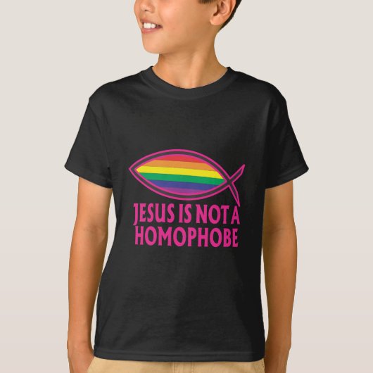 イエス・キリストはHomophobeではないです Tシャツ (正面)