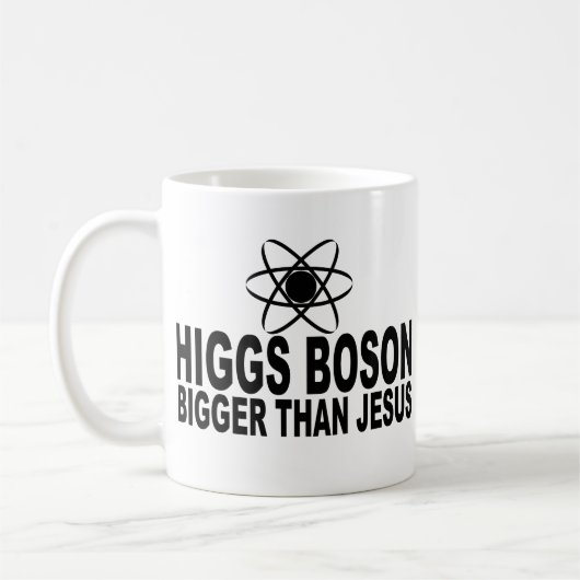 イエス・キリストより大きいHiggsのボゾン コーヒーマグカップ (左)