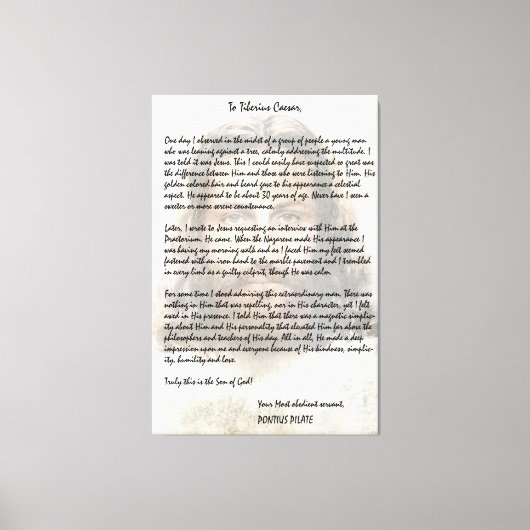 イエス・キリストを描写したシーザーへのピラトの手紙 キャンバスプリント (正面)