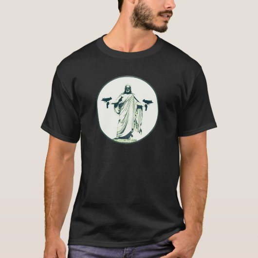 イエス・キリストをToting Uzi Tシャツ (正面)