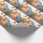 イエス・キリストビザンチンの宗教アイコン金ゴールドのマドンナ ラッピングペーパー (角)