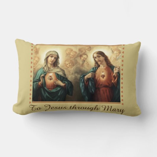 イエス・キリストメリー及びセントジョーゼフのカトリック教徒の祈りの言葉 ランバークッション (正面)