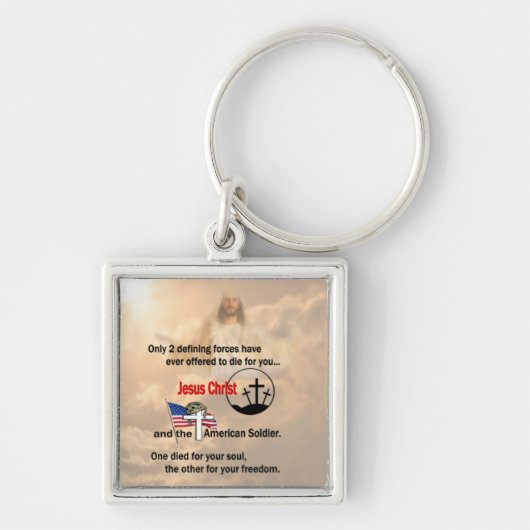 イエス・キリスト及びアメリカの兵士Keychain キーホルダー (正面)