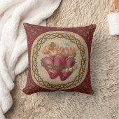 イエス・キリスト及びメリー金ゴールドの装飾の神聖なハート クッション (ブランケット)